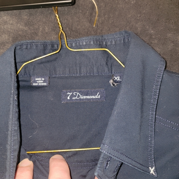 7 Diamonds XL Navy Button Up in Dress Shirt - Picture 3 of 5